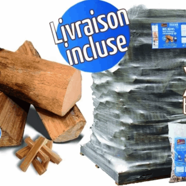 Palette de 24 sacs de bois Bûches de chauffage de 25cm